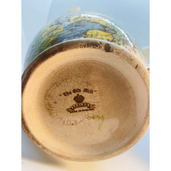 Antique Sadler "The Old Mill" Teapot Federal Glass Candy Dish Made in England - Picture 10 of 11